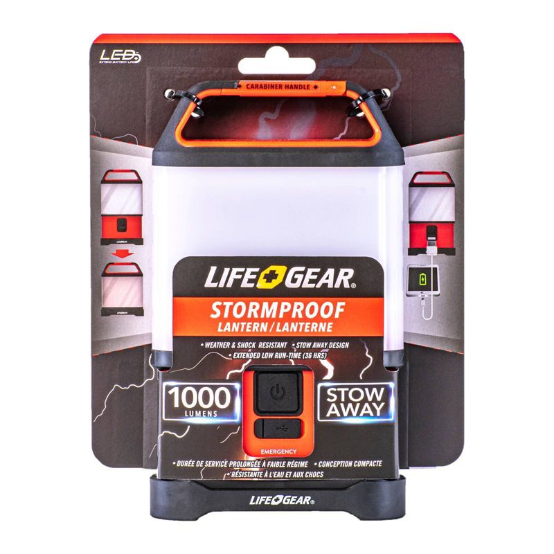 Life Gear 1000 Lumens LED Stow-Away Collapsible Lantern: Impact & Weather-Resistant Camping Light, Folding, Battery-Powered