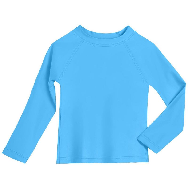 City Threads USA-Made Recycled Nylon Boys UPF 50+ Long Sleeve Rashguard | Bright Light Blue - 9-12M