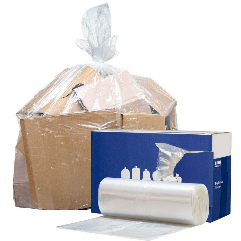 Plasticplace 12-16 Gallon Recycling Trash Bags, 0.8 Mil, Extra Clear, 24'' x 33'' (200 Count)