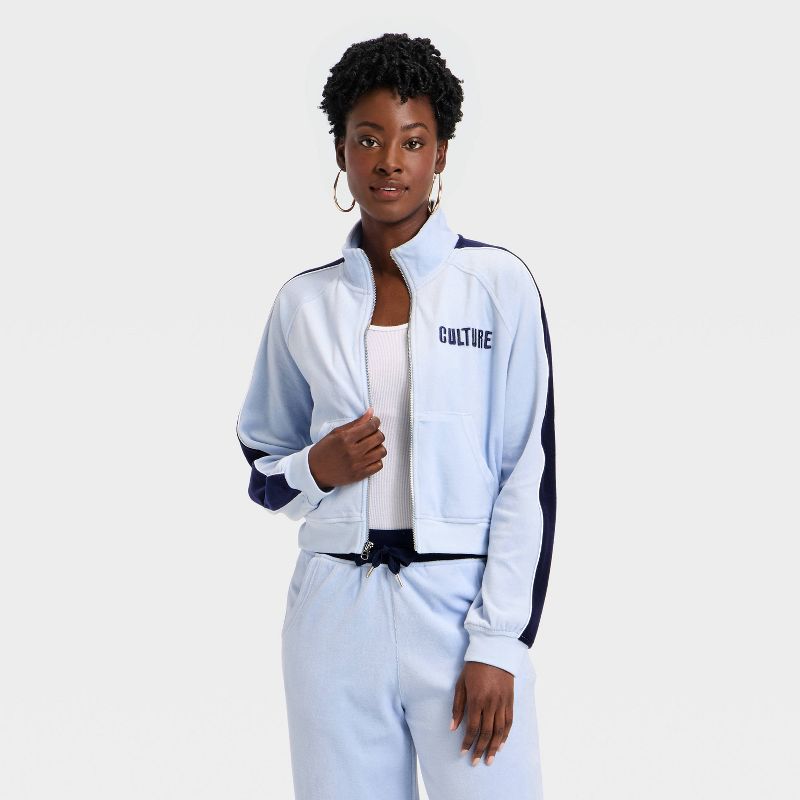 Black History Month Women's Velour Zip-Up Jacket - Blue M