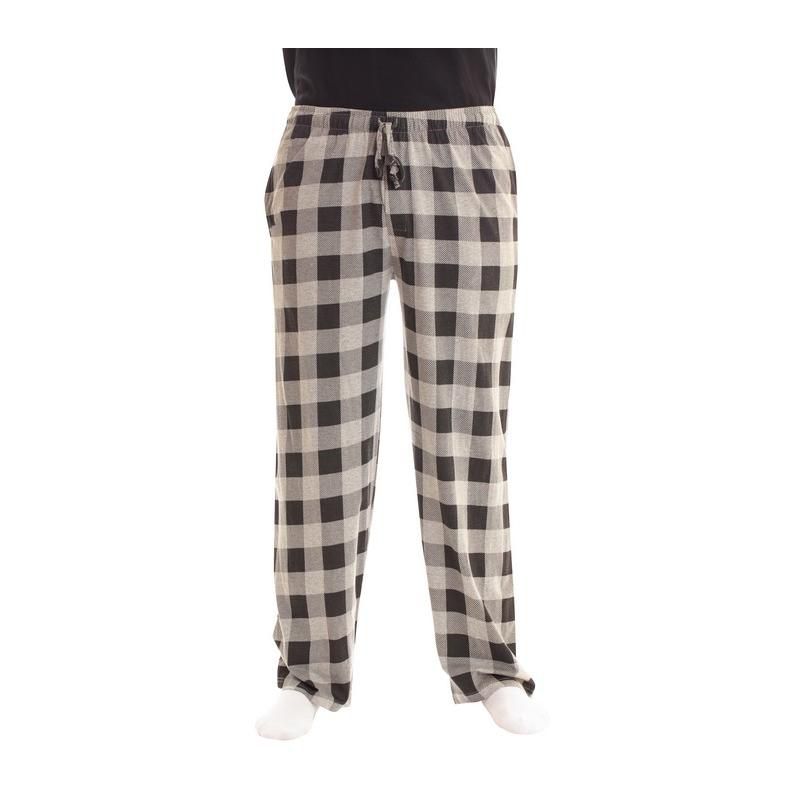 #followme Men's Poplin Pajamas - Buffalo Plaid Pajama Pants for Men with Pockets- Lounge & Sleep PJ Bottoms 45931-1D-L