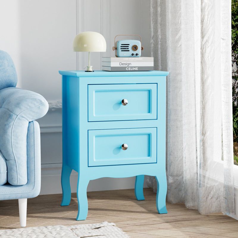 Bonnlo Nightstand with 2 Drawers, Night Stands for Bedrooms, Small Bed Side Table/White Night Stand with Drawers for Small Spaces