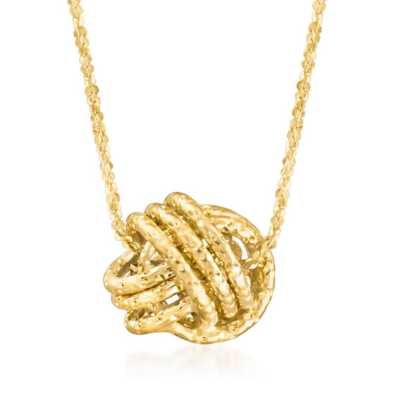 Ross-Simons Italian 14kt Yellow Gold Textured Love Knot Necklace Size 16