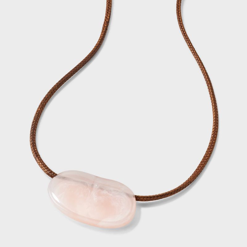 Pebble Pendant and Corded Adjustable Necklace - Universal Thread™ Brown