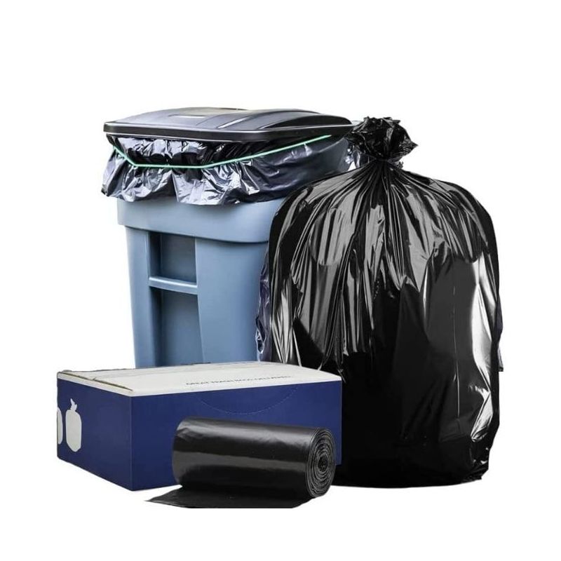 Plasticplace 64 Gallon Toter Compatible Trash Bags, Black (50 Count)