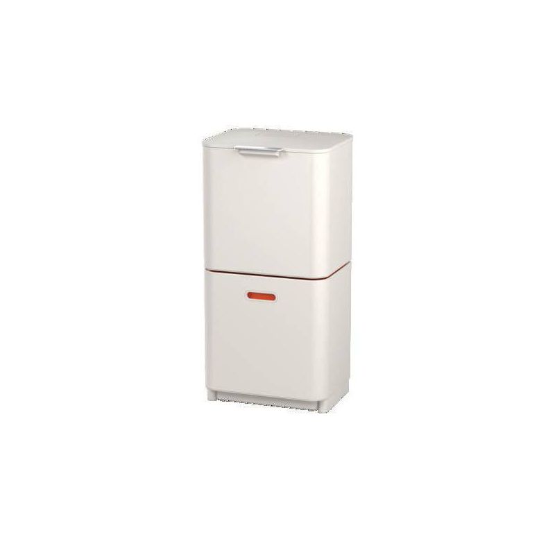 Joseph Joseph Totem 60L Dual Trash Can and Recycle Bin Stone: Aluminum, Removable Inner Bucket, Indoor Kitchen Recycling