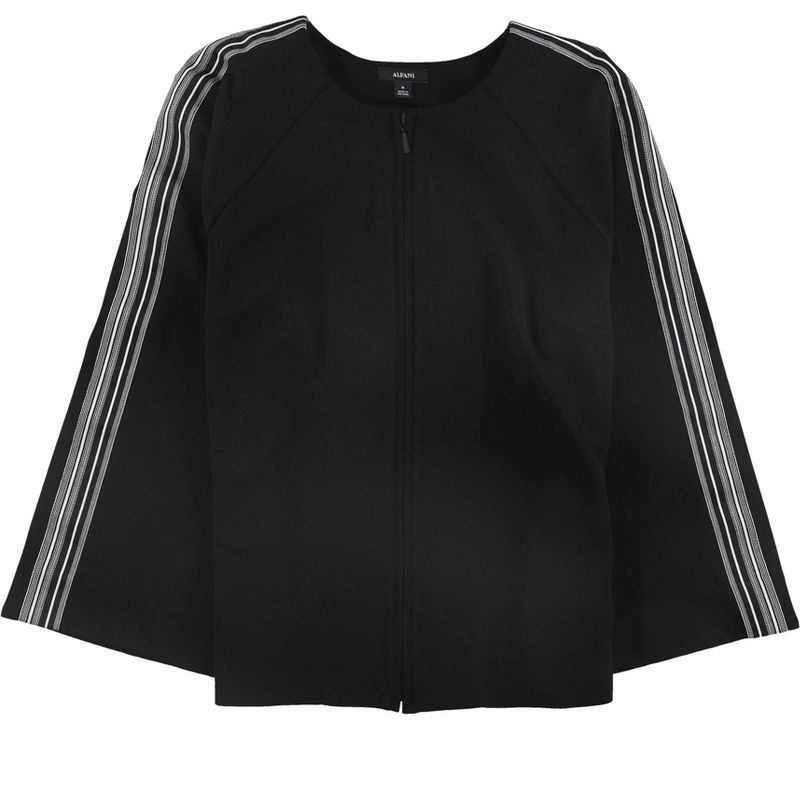 Alfani Womens Stripe Sleeve Jacket, black, Large