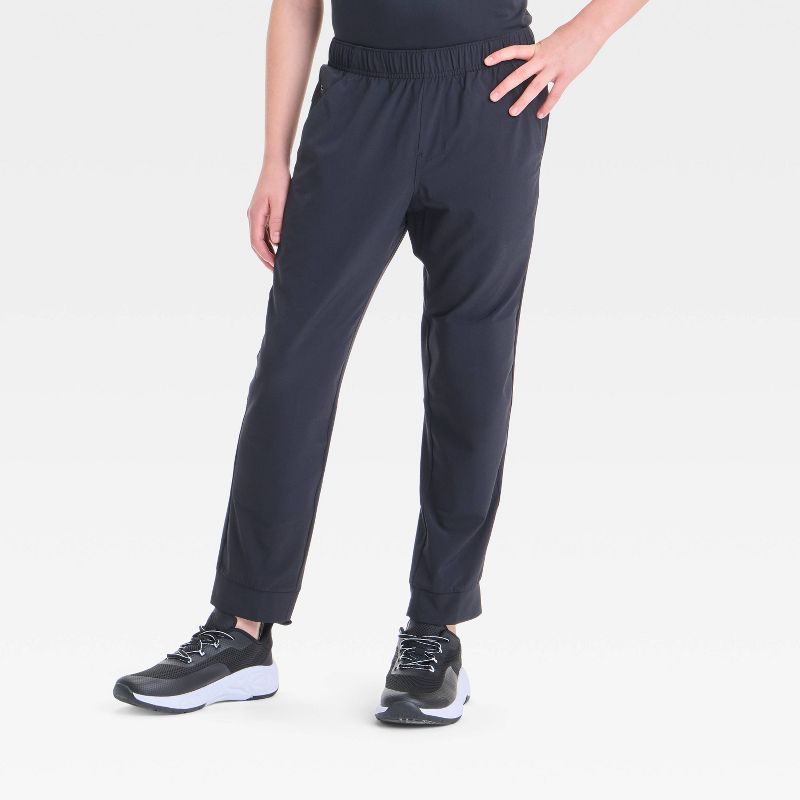 Boys' Active Light Jogger Pants - All In Motion™ Black L: Moisture Wicking, Quick Dry, UPF 50+ Protection