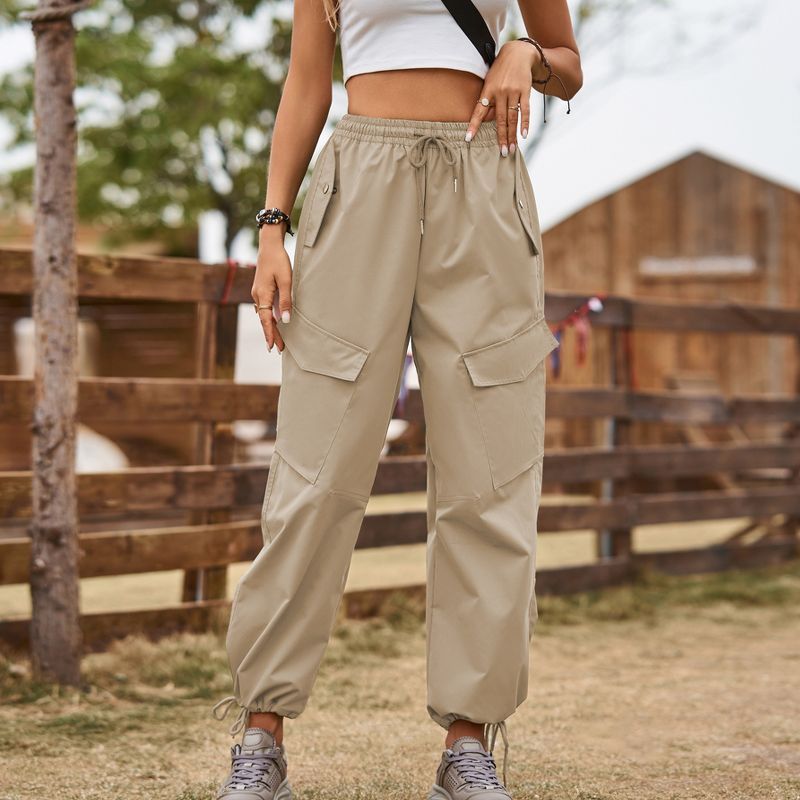 Clearlove Cargo Pants Women Lightweight Joggers Quick Dry Summer Hiking Pants with Pockets - Khaki,XL