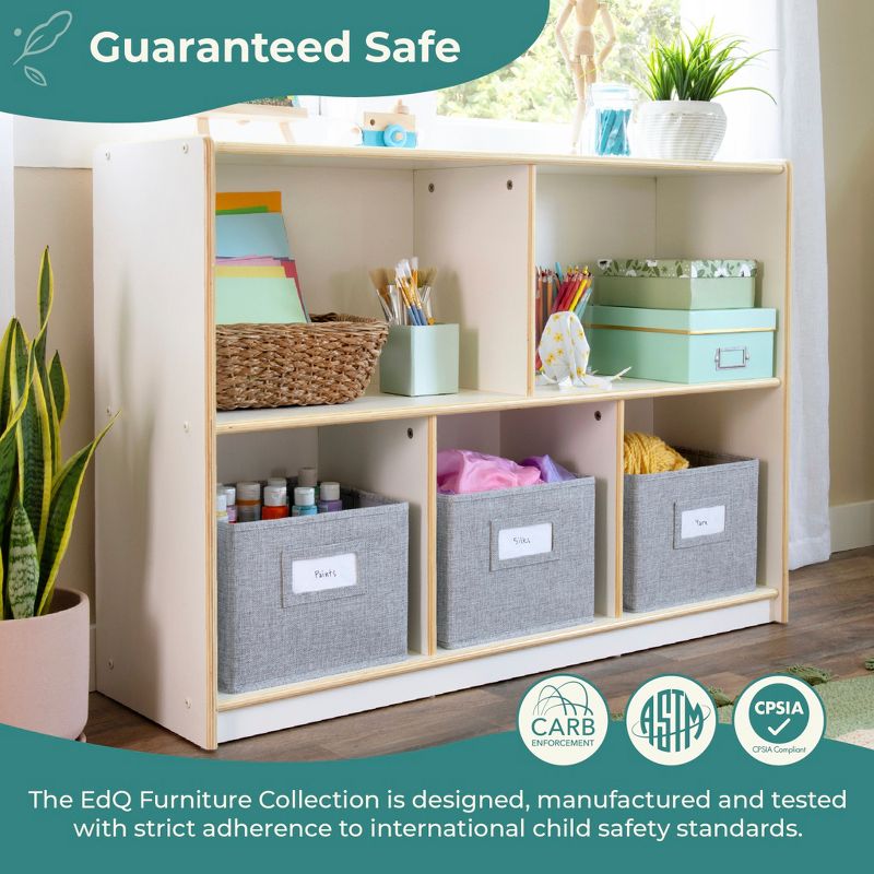 Guidecraft EdQ 2-Shelf 5-Compartment Storage 30" - White: Kids' Wooden Shelving for Books and Toys - Classroom Educational Furniture
