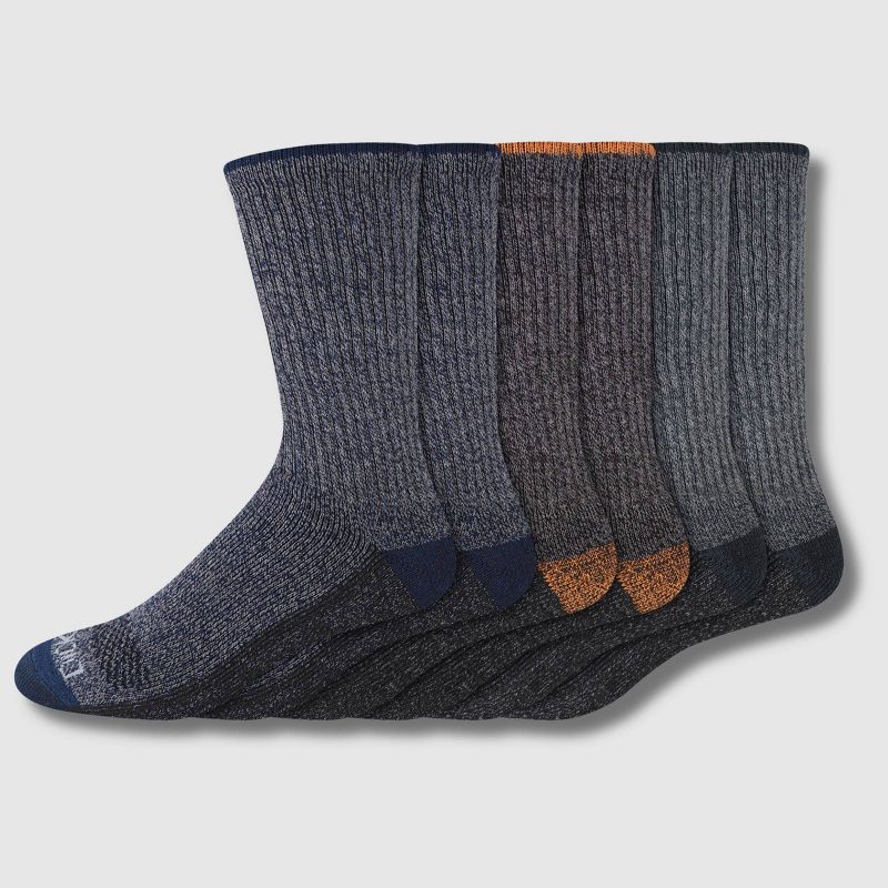 Dickies Men's 6pk Moisture Control Crew Socks - Orange/Blue/Green 6-12