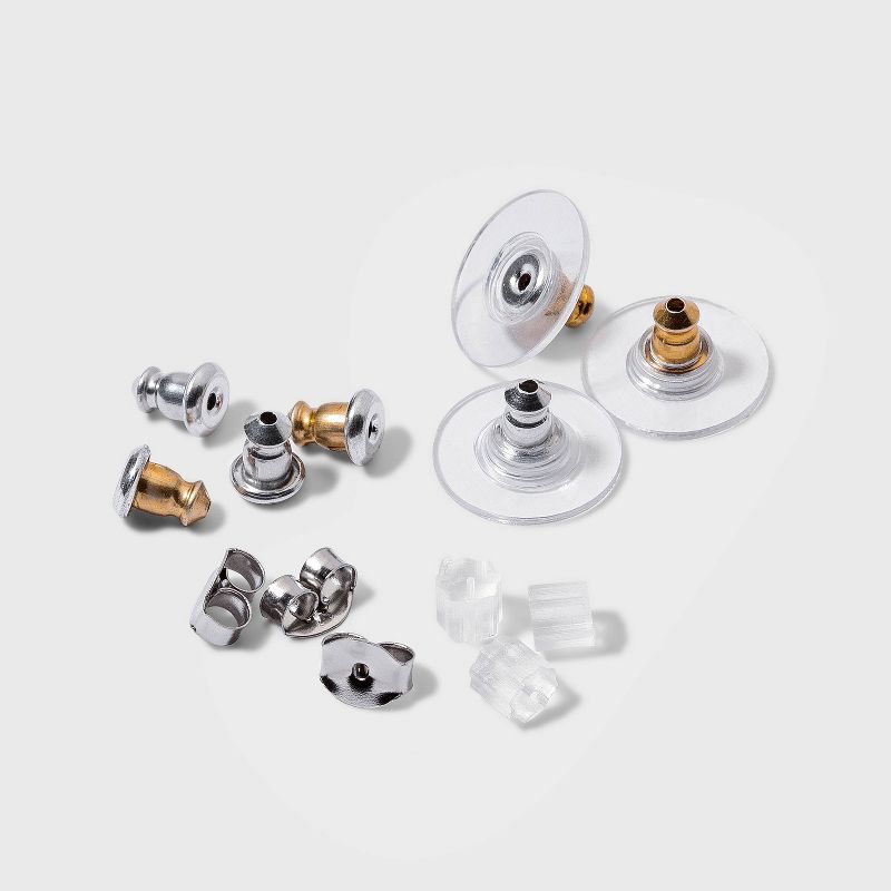 Brass Stud Earring Back 3pc - A New Day™ Gold/Silver: Nickel-Free, Silver Plated, 15+ Age