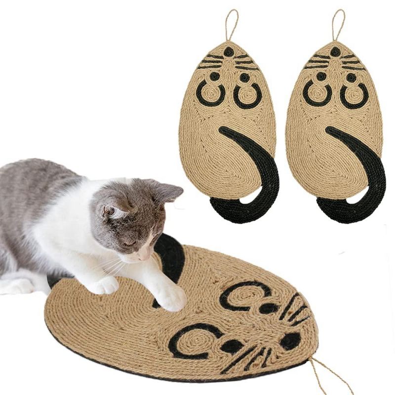 Fun Mouse-Shaped Sisal Cat Scratching Pad, Hangable Cat Scratching Pad Scratch-Resistant Cat Toy