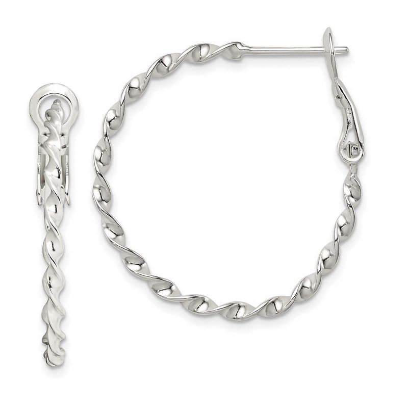 Black Bow Jewelry Finely Twisted Round Hoop Earrings in Sterling Silver, 27mm