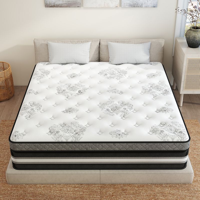 CHEVNI 14 Inch Queen Size Mattress in a box Hybrid Spring Memory Foam Medium Firm - White