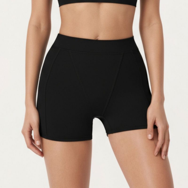 Anna-Kaci Active Women's High Waist Seam Detailed Active Shorts with Supportive Stretch Fabric and Flattering Fit - X Large, Black