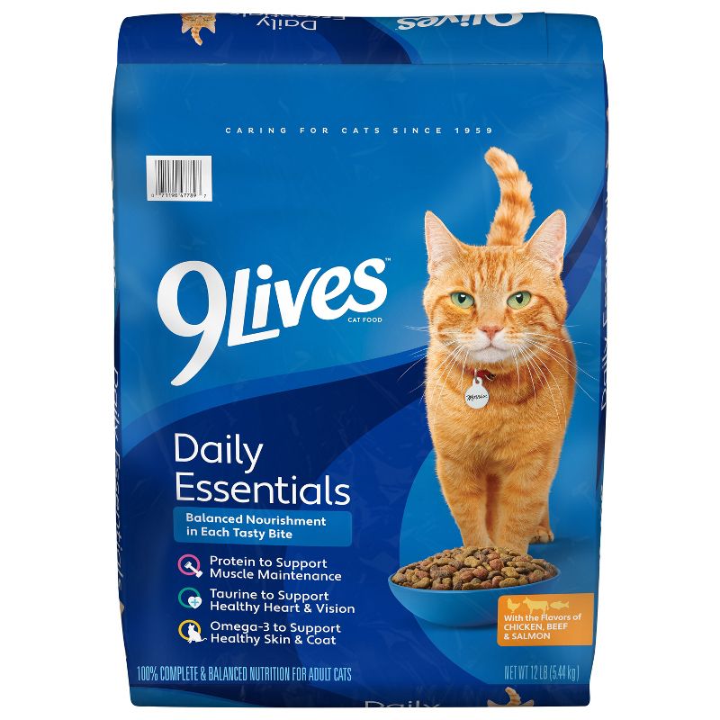 9Lives Daily Essentials Chicken, Beef & Salmon Flavor Dry Cat Food - 12lbs