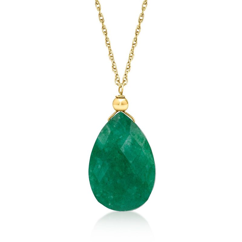 Ross-Simons 5.50 Carat Emerald Pendant Necklace in 10kt Yellow Gold Size 18