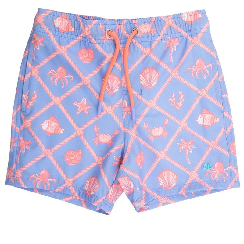 RuggedButts Baby Boys UPF50+ Sun Protected Stretch Swim Trunks - Tropical Trellis, 0-3m