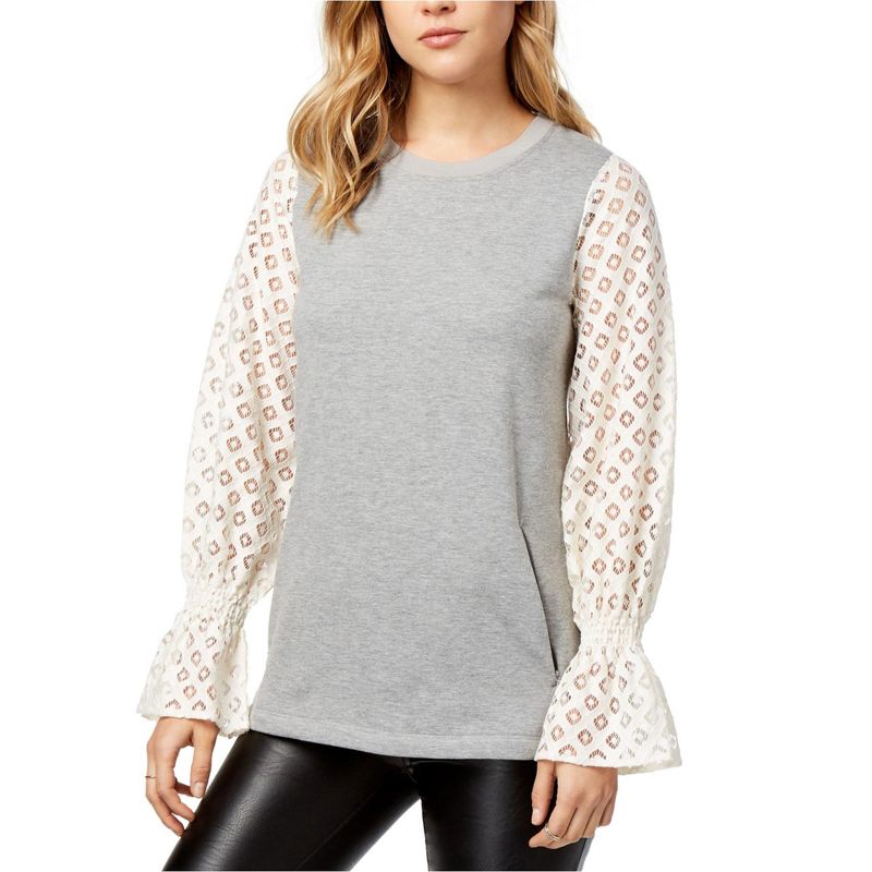 Kensie Womens Lace-Contrast Pullover Sweater, he, Large