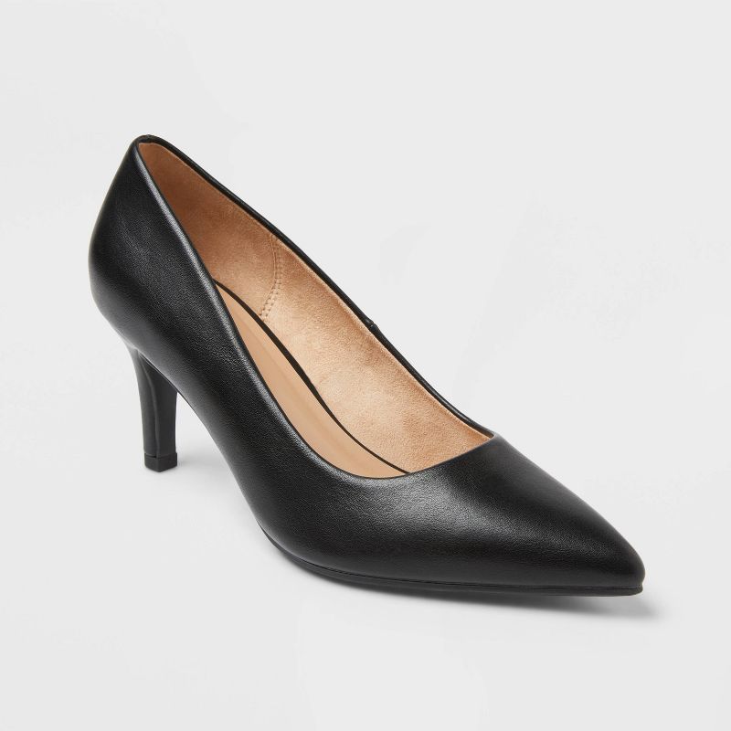 Women's Cindy Mid High Heels Pump with Memory Foam Insole - A New Day™ Black 8