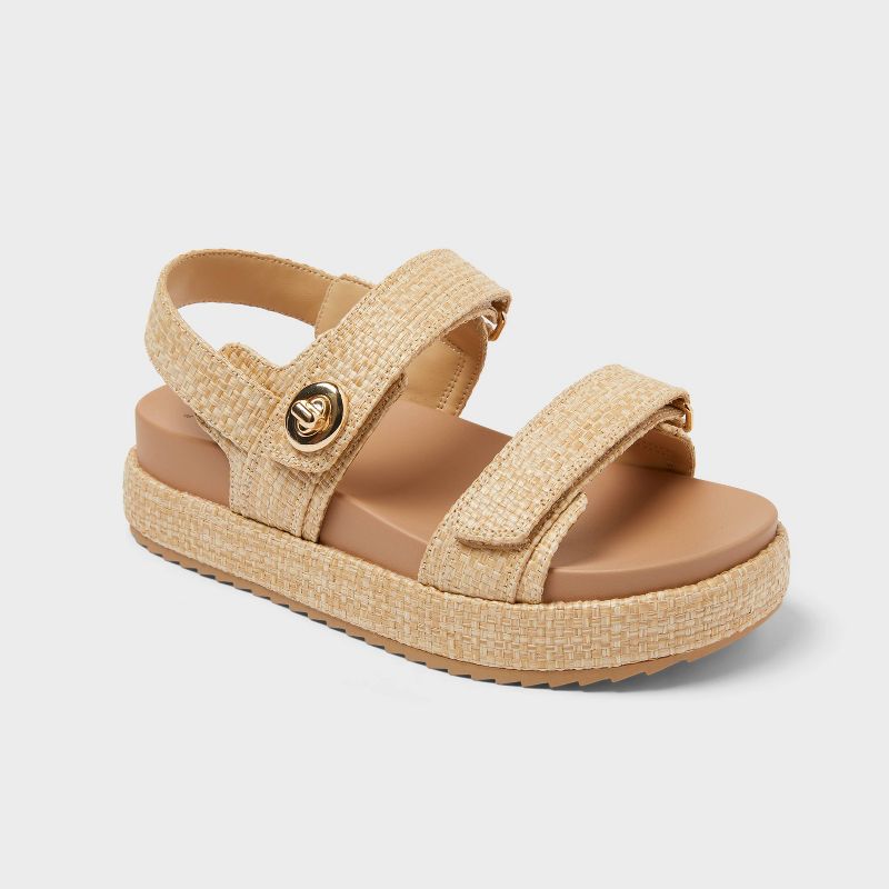 Women’s Tanner Sandals with Memory Foam Insole - A New Day™ Tan 8