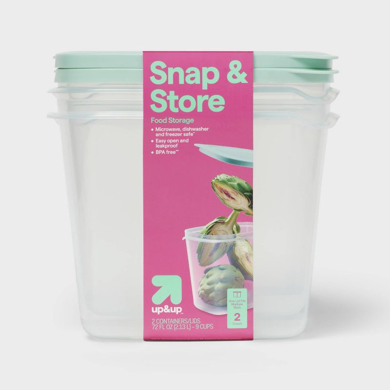 Snap & Store Deep Rectangle Food Storage Containers - 72 fl oz/2ct - up&up™
