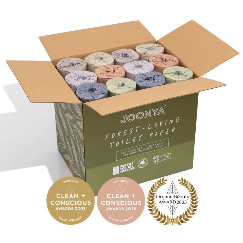 Joonya Bamboo Toilet Paper - 48 Double Length Rolls (370 Sheets), Pillowy Soft, Ultra Strong, 100% FSC Certified Bamboo