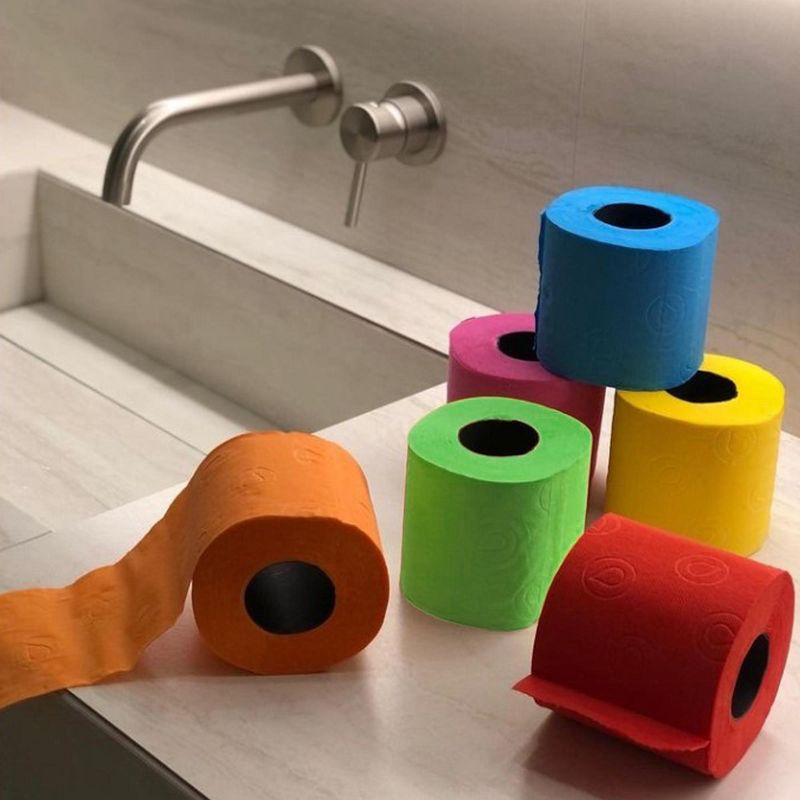 Roll-Lux Multicolor Gift Box Toilet Paper - 3-Ply Premium Quality, 6 Rolls, 140 Sheets Each, Vibrant Rolls