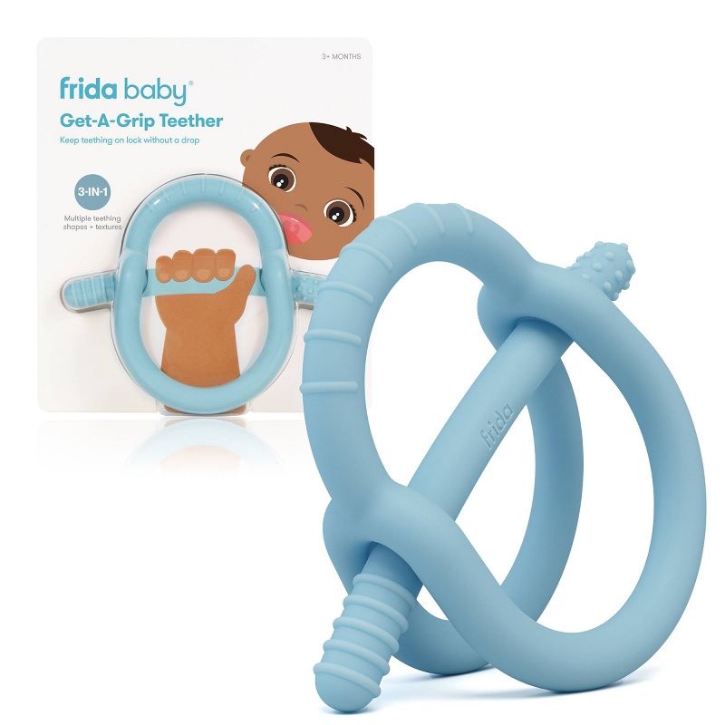 Frida Baby Get-A-Grip Teether for Teething Relief, 100% Food-Grade Silicone Teething Toys for Baby 0-6, 12, 18m - Blue