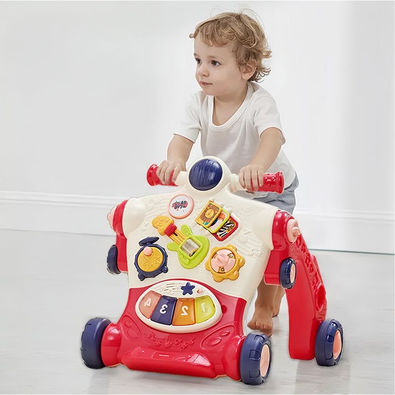 Bc Babycare Baby Toddler Multi-Function Baby Walker Adjustable Rear Wheel Speed Ride On Toy for Ages 9–36 Months Red