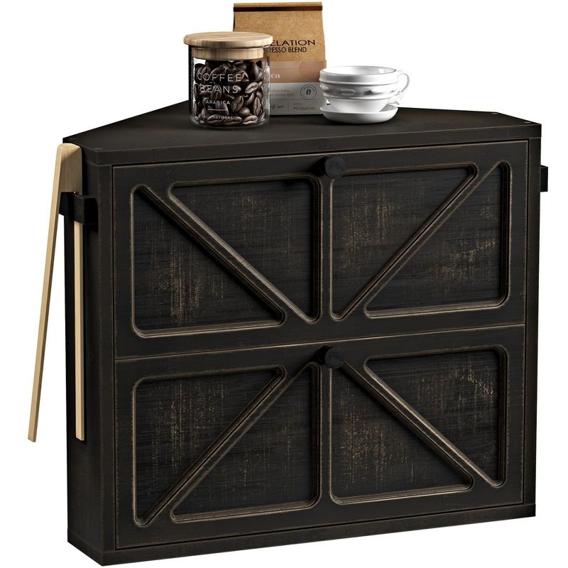 MOEPISY Vintage Bamboo Corner Bread Box, Medium Double Layer Storage for Kitchen Counter (Black)