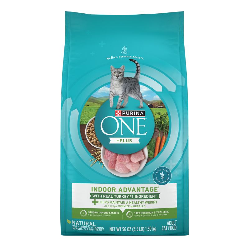 Purina ONE Indoor Advantage Natural Dry Cat Food with Turkey for Indoor Cats - 3.5lbs