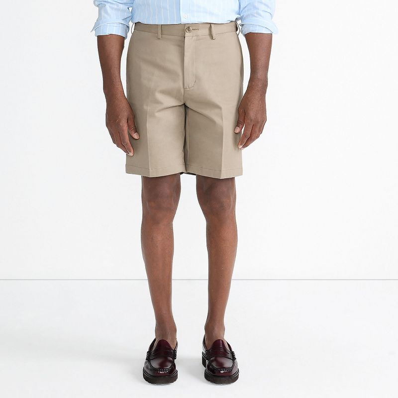 Lands' End Men's No Iron 9" Comfort Waist Plain Front Chino Short - 34 - Khaki