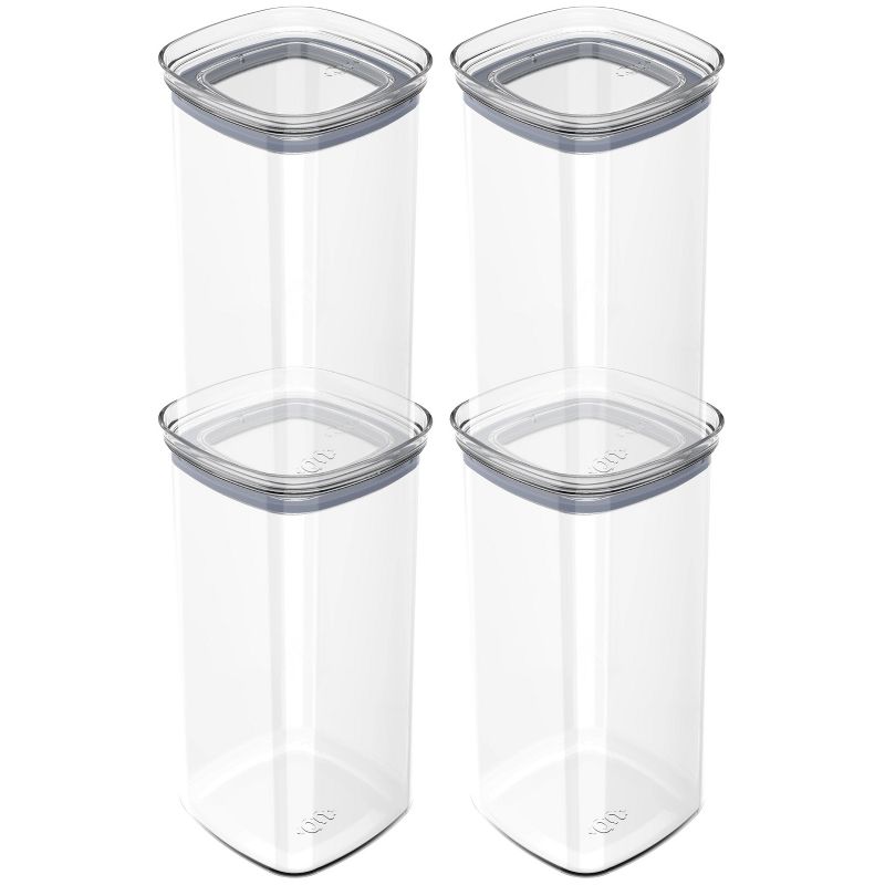 OU Airtight Food Storage Container 8pc (set of 4) BPA Free Clear Plastic Storage Container with Leak Proof Lid, Stackable Kitchen Pantry Organizer