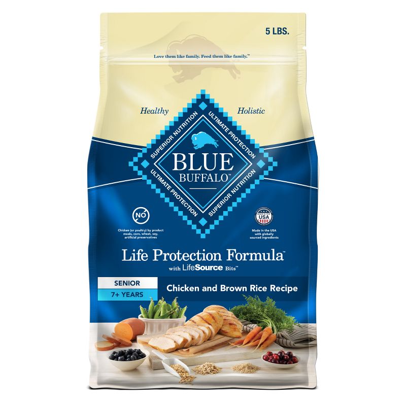 Blue Buffalo Life Protection Formula Natural Senior Dry Dog Food with Chicken and Brown Rice - 5lbs