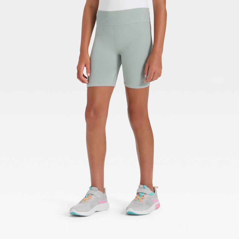 Girls' Seamless Bike Shorts - All In Motion™ Fern Green L