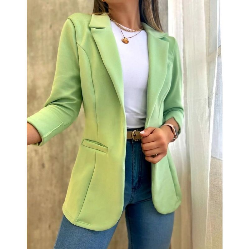Women's Work Office Jackets Blazer Business Casual Outfits Suit Jacket with Notched Light Green,L