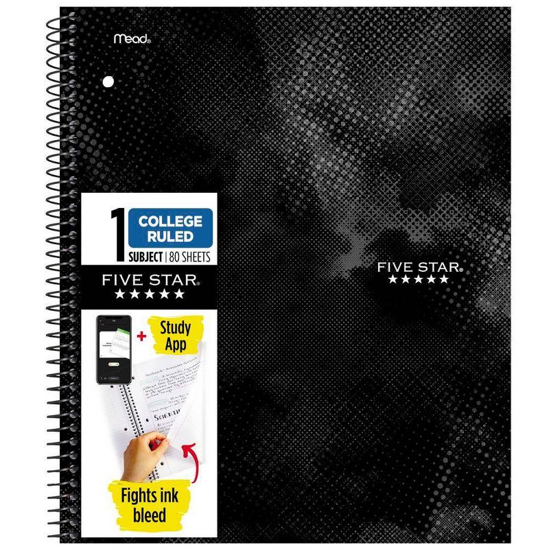Five Star Active Subject Notebook 80ct Black