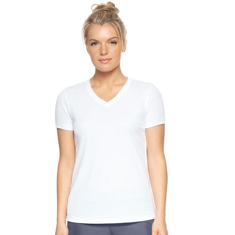 Expert Brand USA-Made Women's Oxymesh™ V Neck Athletic T-Shirt White S