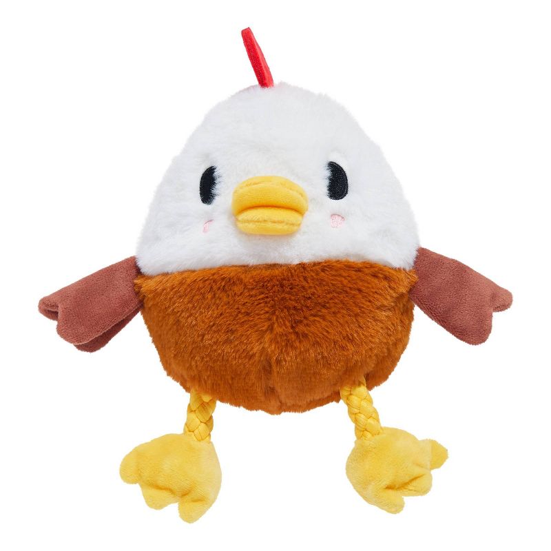 BARK 9.5" Classic Fuzzy Farm Rooster Plush Rope Dog Toy