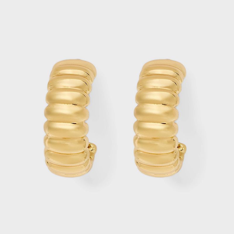 14K Gold Plated Texture Hoop Earrings - A New Day™ Gold