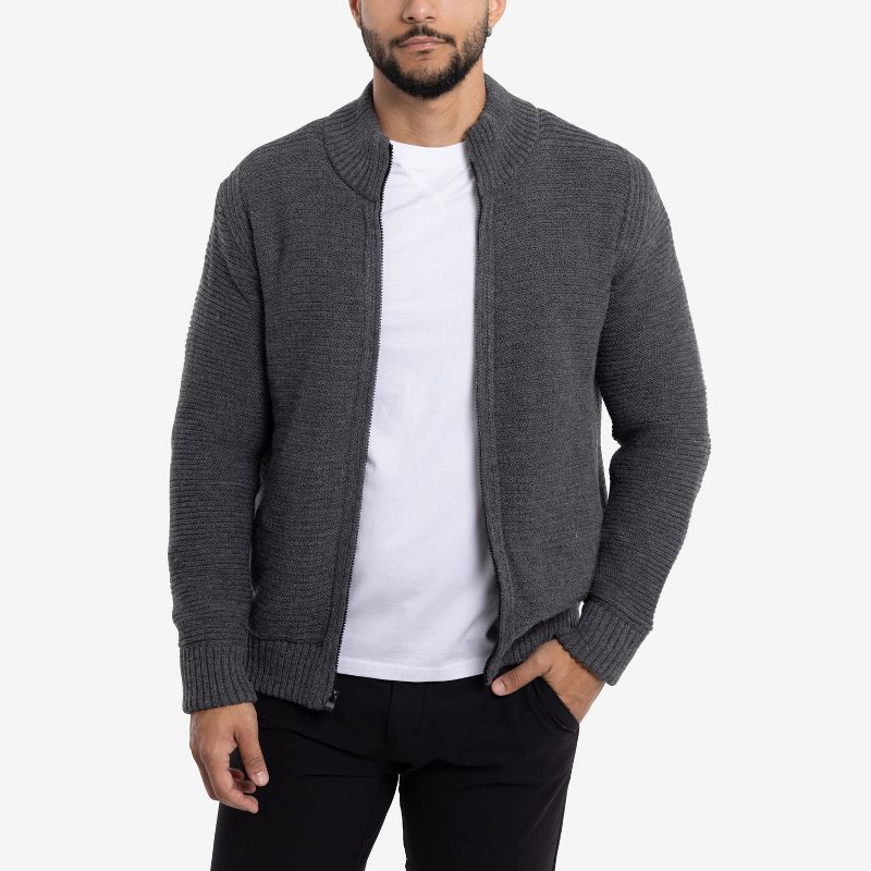 X RAY Mens Zip Up Cardigan Sweater in CHARCOAL Size 5X Large