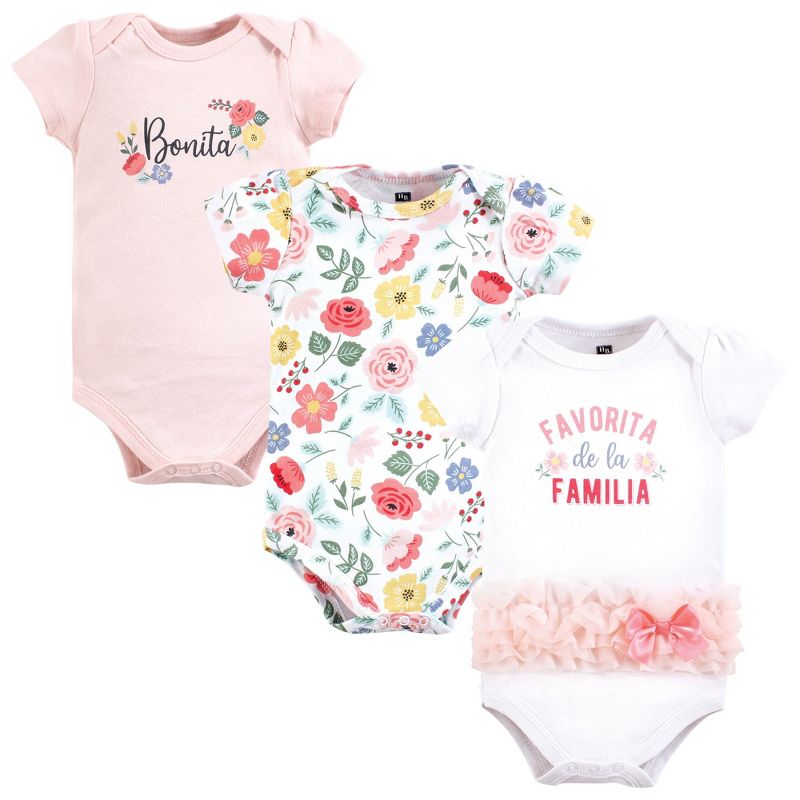 Hudson Baby Infant Girl Cotton Bodysuits, Favorita Botanical Tutu, 3-6 Months
