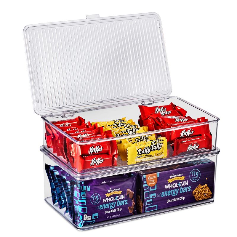 Sorbus Set of 2 Storage Bins For Pantry & Fridge with Hinged Lids - Perfect Cabinet Organizer and Storage for Kitchen (Small-Medium)
