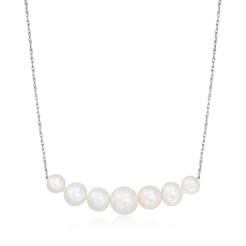 Ross-Simons 5-9mm Cultured Pearl Bar Necklace in 14kt White Gold Size 20
