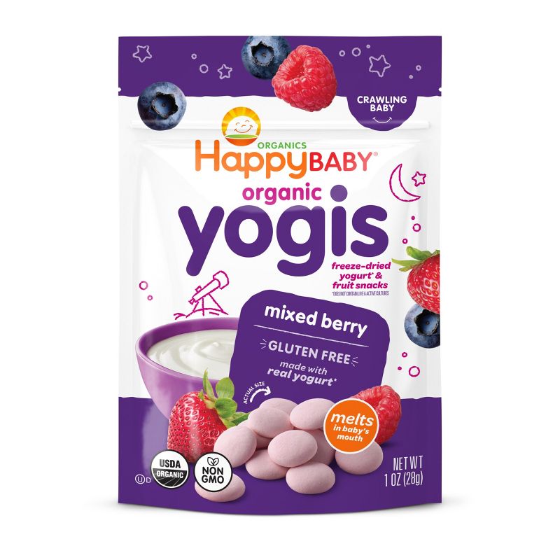 Happy Baby Organic Yogis Freeze-Dried Yogurt & Fruit Baby Snacks - Banana & Mango - 1oz