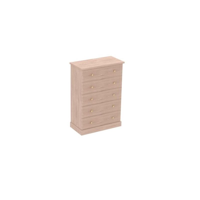 5-Drawer Tall Dresser, Vertical Chest of Drawers with Fluted Front for Small Spaces, Space Saving Bedroom Storage Furniture, Black walnut