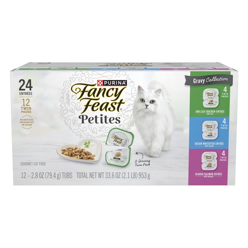 Purina Fancy Feast Gourmet Rice, Chicken, Seafood and Salmon Flavor Gravy Collection Variety Pack Wet Cat Food - 12pk