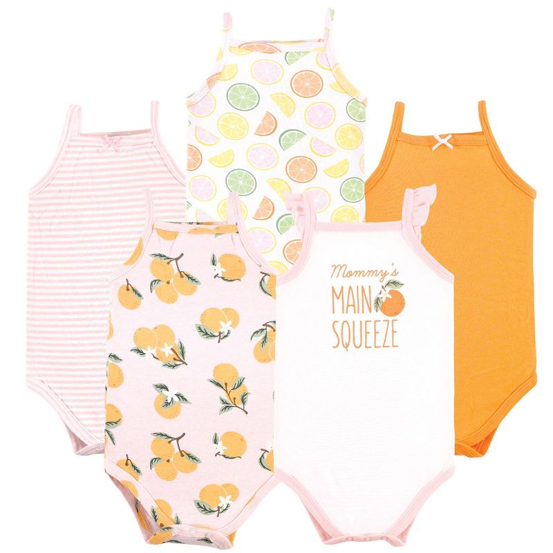 Hudson Baby Infant Girl Cotton Bodysuits, Citrus Orange, 3-6 Months